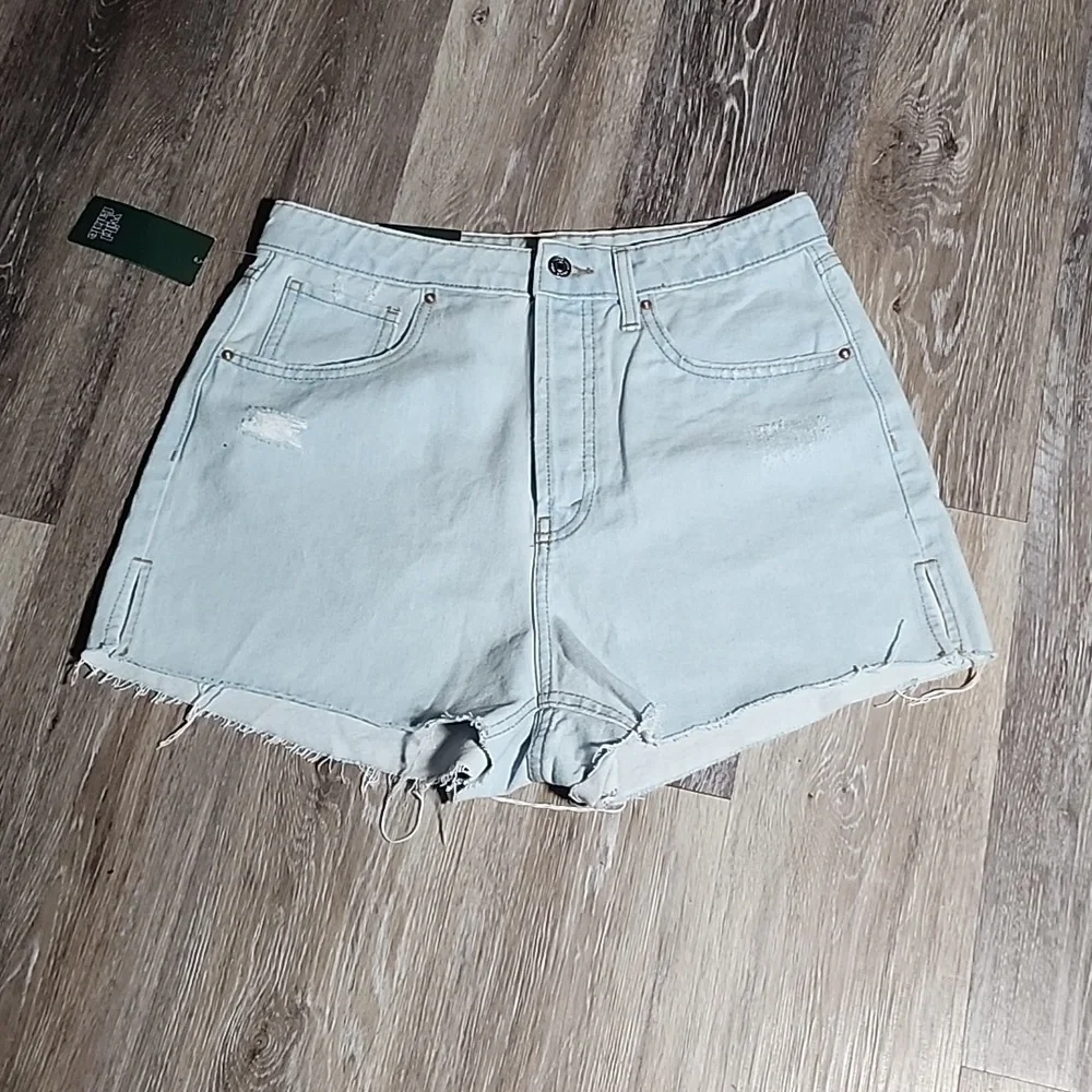 Wild Fable Highest Rise Cheeky Denim Shorts- light wash distressed